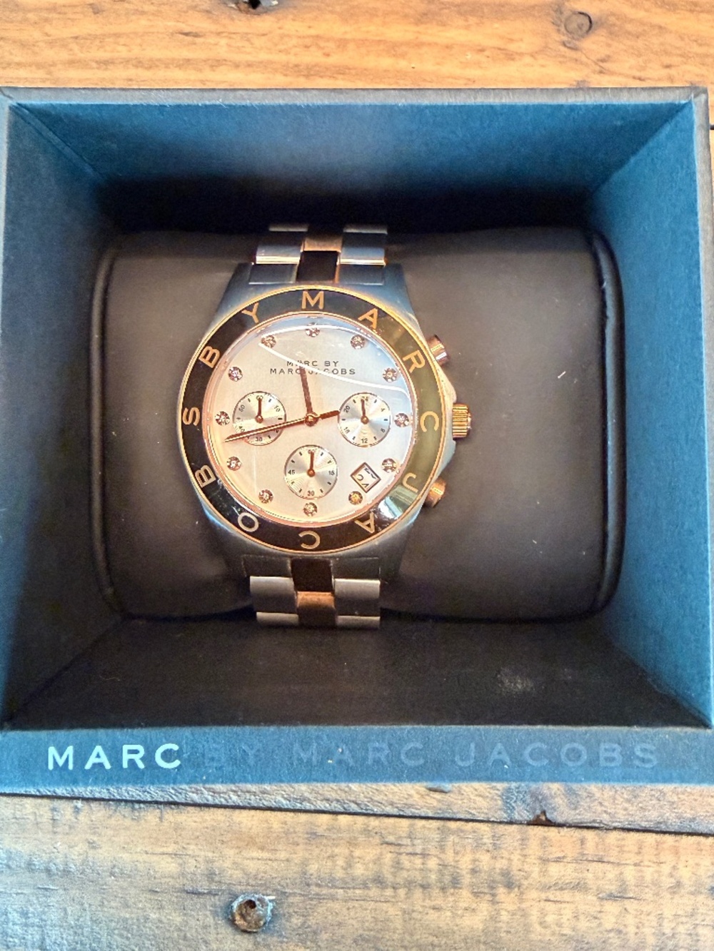 Marc by Marc Jacobs Two Tone Chronograph Watch Silver Rose Gold MBM